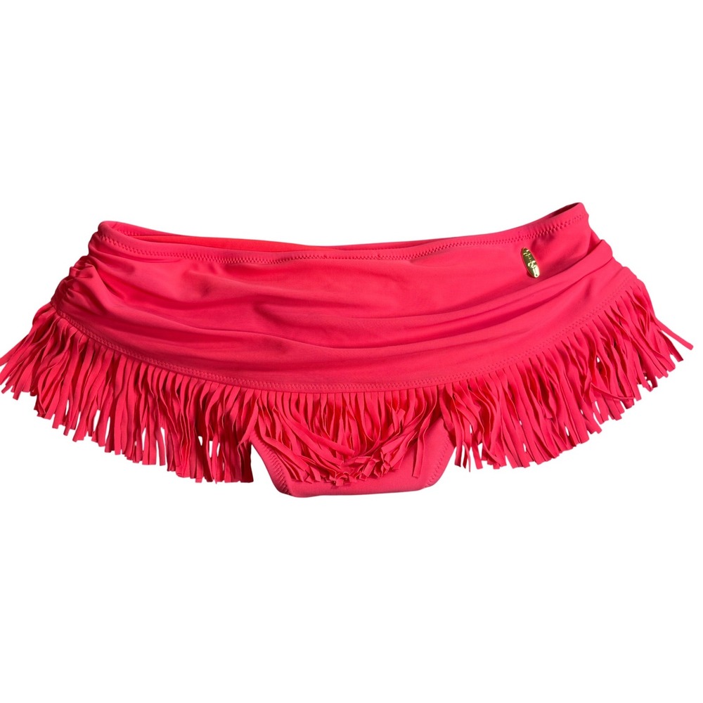 Jessica Simpson Hot Pink Fringe Skirted Bikini Bottom Womens S Low Rise Swim